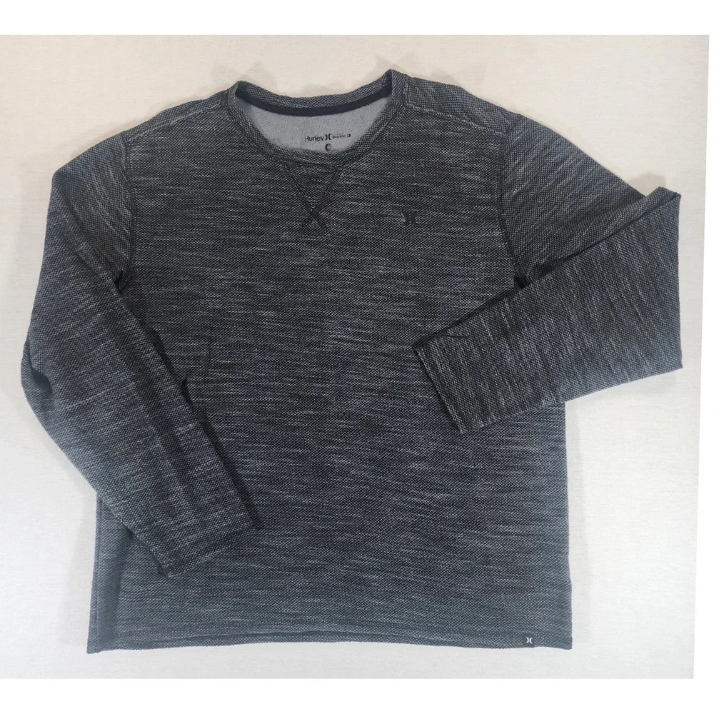 Hurley BKE Buckle Pullover Mens XL Crew Neck Black Gray Textured Long Sleeve